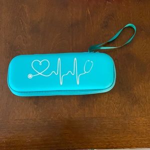 Travel carrying case for stethoscope, medical scissors etc teal color
